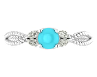 Natural Turquois Engagement Ring In 925 Sterling Silver | Marquises Cut White Topaz Wedding Ring | Anniversary Ring | Promise Ring
