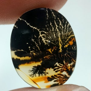 100% Natürlich Landschaftlich Achat !!! Baumachat, Dendritenquarz, Dendritenachat, Malerischer Achat-Edelstein, Dendritenachatstein, Größe 19 x 15 MM