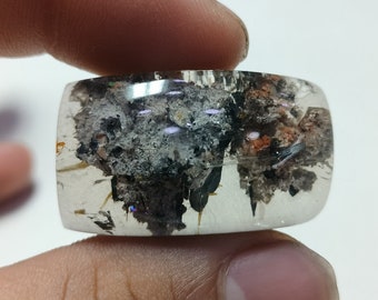 ガーデンクォーツカボション：天然モスアゲートクリスタル（20×15mm
