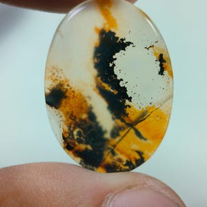 Piedra de diseño. Cabujón de ágata dendrítica de fantasía, piedra preciosa suelta, ágata dendrítica para joyería. Tamaño: 27 x 20 mm.