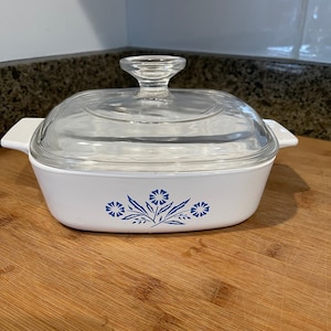 Corn Flower Blue by Corning Ware Square Casserole with Lid, A-1-B Vintage Corning Ware Cornflower