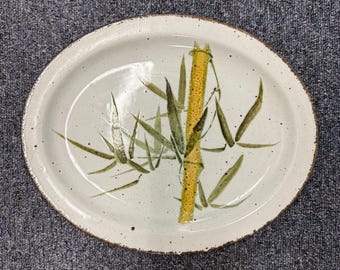 Vintage Midwinter Stonehenge Platter – 1970s Hand Engraved Bamboo Stoneware