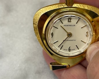 Swiss Made Pendant Watch Necklace Gold Montrelux