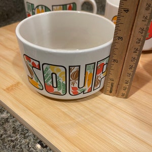 Vintage Japan Stoneware Soup Mugs, Colorful Print, Set of 4 image 5