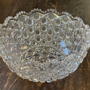 Cut Crystal Bowl, Vintage Glass Bowl, Star Pattern Cut Glass Bowl, Wedding Gift, Shower Gift, Vintage Bowl,  Birthday Gift