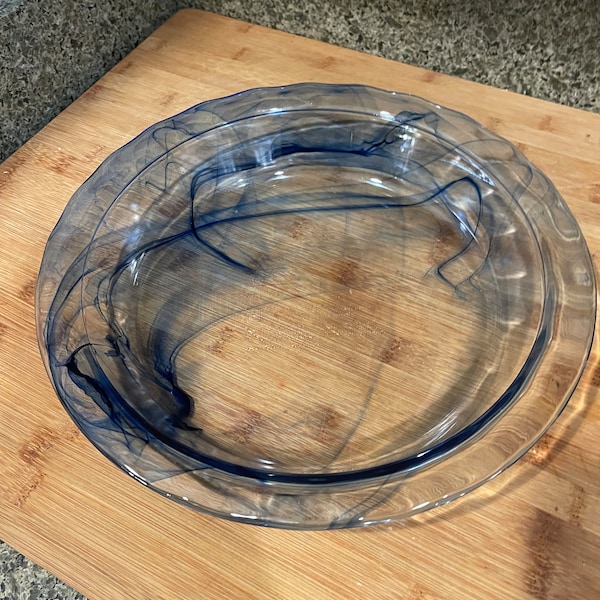 Pyrex Blue Swirl Deep Dish Glass Pie Plate