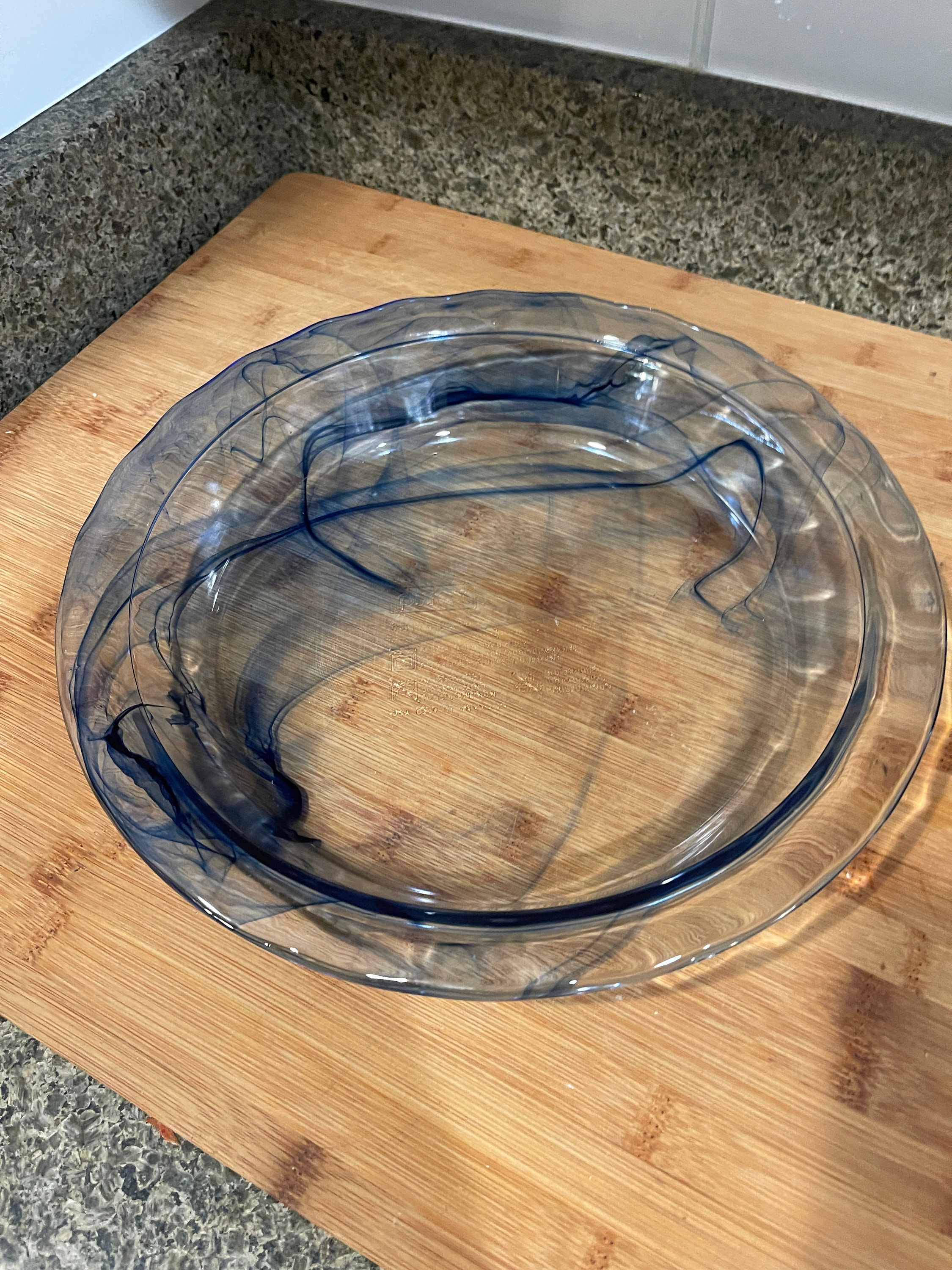 Pyrex Blue Swirl Deep Dish Glass Pie Plate