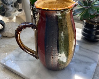 Otagiri Pitcher, Otagiri Stripe Pitcher, Otagiri Ceramics, Otagiri Pottery, Japanese Ceramic, Mid Century Gift, Colorful Vintage Pottery