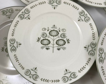 Vintage Franciscan Heritage Dinnerware, Folk Art Green & Ivory China