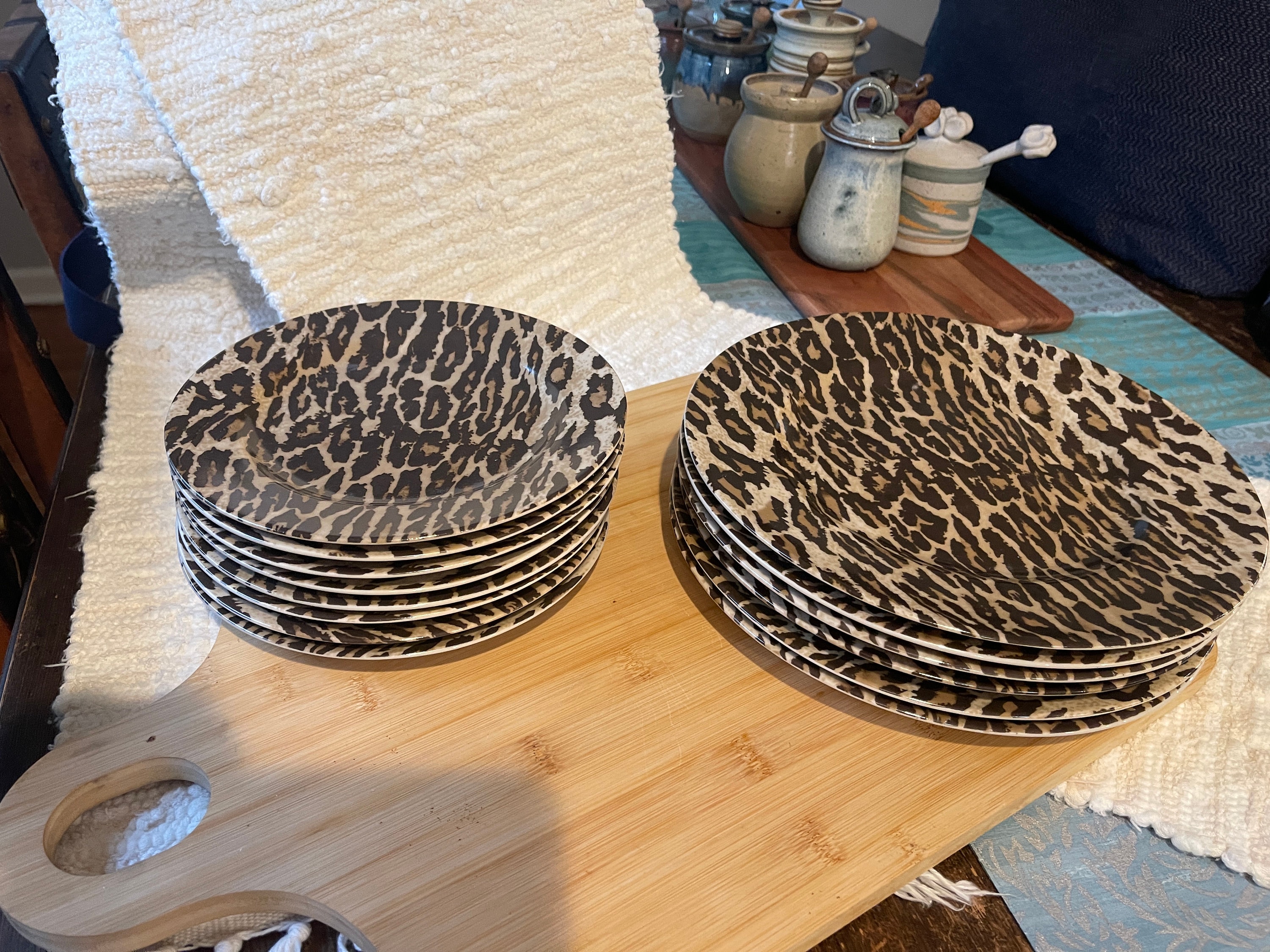 222 Fifth Jungle Jim Nick and Nora Leopard Plates, Salad Plates