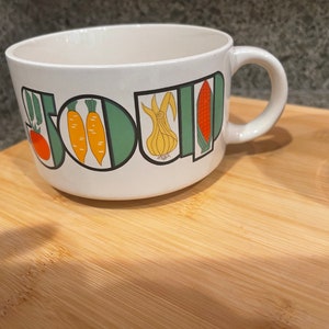 Vintage Japan Stoneware Soup Mugs, Colorful Print, Set of 4 image 7