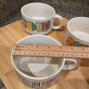 Vintage Japan Stoneware Soup Mugs, Colorful Print, Set of 4 image 4