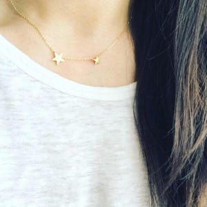 Gold Two Star Necklace, The Double Star Necklace, You are a Star Necklace, Valentines Gift, Twin Star Necklace, Super Seller, Angie