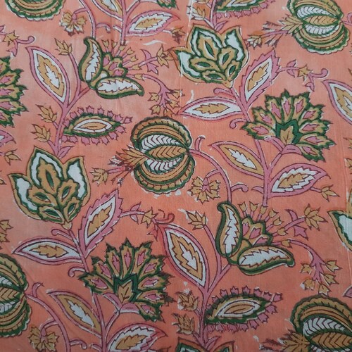 Indian Handmade outlet Floarl Print Fabric Beautiful Cotton Garment Fabric Sanganeri Voile Running Fabric Decorative Printed Fabric By The Yard