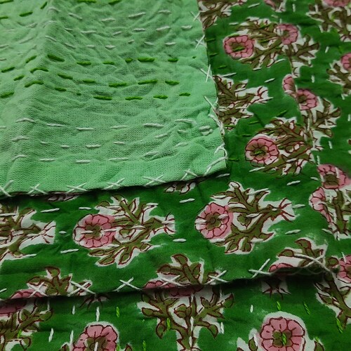New Hand Block Print Kantha Quilt Indian Kantha Quilt Kantha Etsy