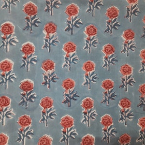 Indian Running Sewing 100% Cotton Fabric ,  Hand Block  Print Quilting Cotton, Dress Making Fabric , Floral Fabric by the Yard