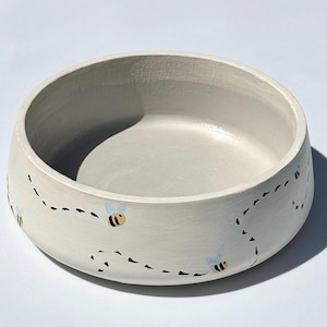 Busy Bee Painted Planter - 7” Handpainted Cement Planter for Succulents