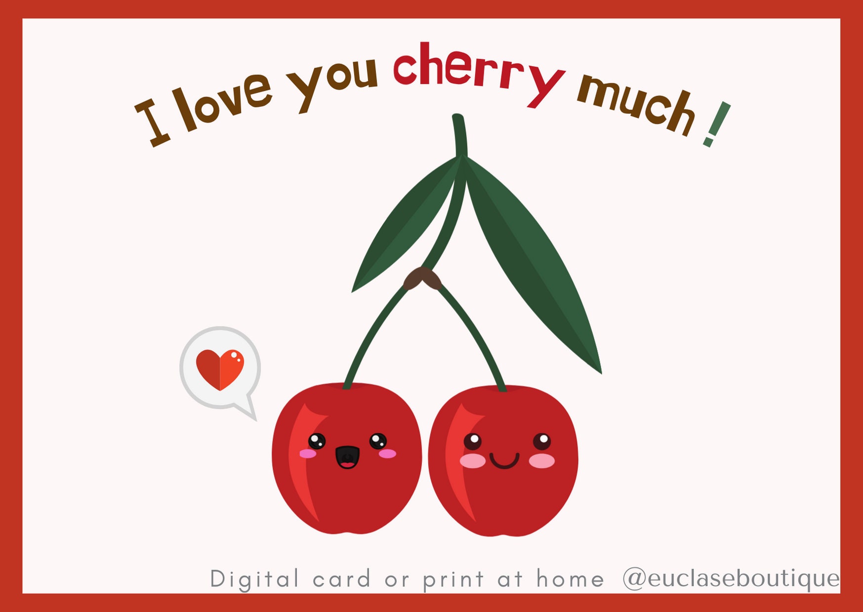 I love you cherry much / Digital card / Instant download / PNG | Etsy