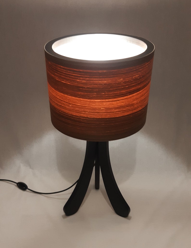 Table Lamp. Natural Walnut Lampshade. Tripod Stand Desk Lamp. Unique Handmade Lamp. Bedside Lamp. Night Lamp. image 6