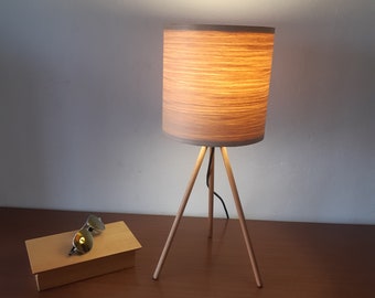 Table Lamp. White Oak Lampshade. Desk Lamp.