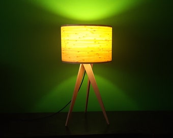 Table Lamp. Desk Lamp. Bamboo Lampshade. Tripod Stand. Bedside Lamp. Wood Lamp.