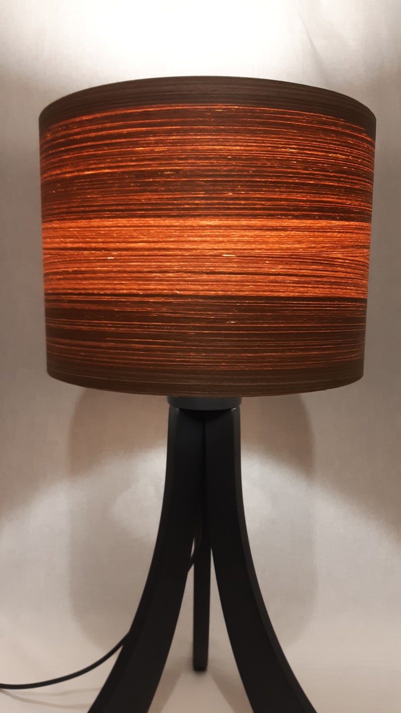 Table Lamp. Natural Walnut Lampshade. Tripod Stand Desk Lamp. Unique Handmade Lamp. Bedside Lamp. Night Lamp. image 8