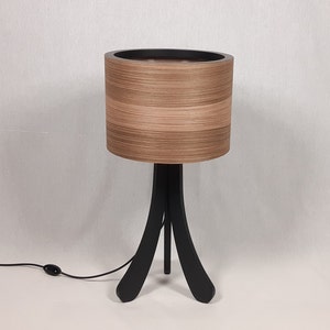 Table Lamp. Natural Walnut Lampshade. Tripod Stand Desk Lamp. Unique Handmade Lamp. Bedside Lamp. Night Lamp. image 1