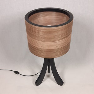 Table Lamp. Natural Walnut Lampshade. Tripod Stand Desk Lamp. Unique Handmade Lamp. Bedside Lamp. Night Lamp. image 5