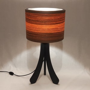 Table Lamp. Natural Walnut Lampshade. Tripod Stand Desk Lamp. Unique Handmade Lamp. Bedside Lamp. Night Lamp. image 2