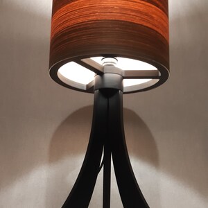Table Lamp. Natural Walnut Lampshade. Tripod Stand Desk Lamp. Unique Handmade Lamp. Bedside Lamp. Night Lamp. image 4