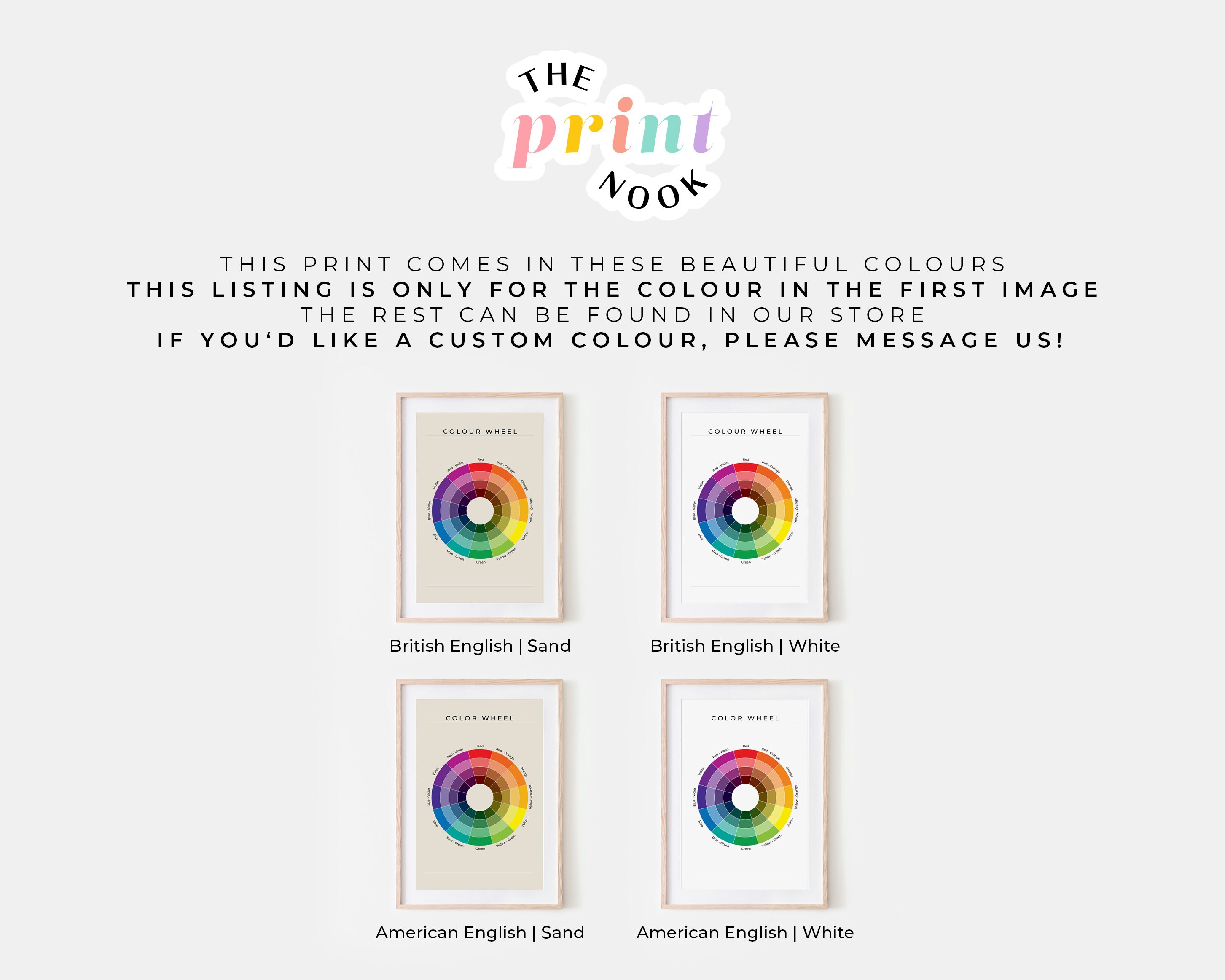 Color Theory on White American English Digital Printable