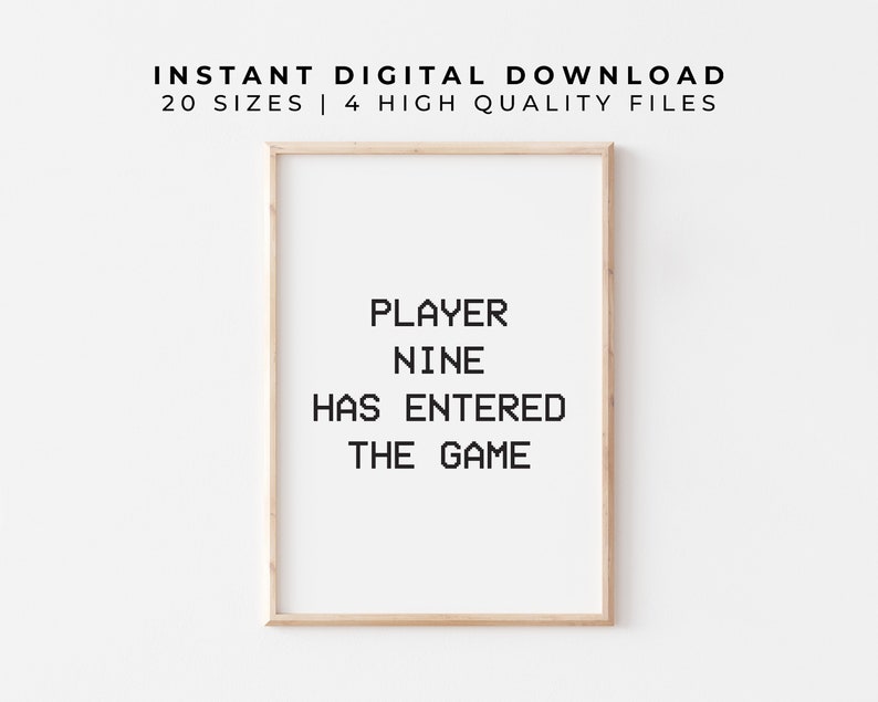 Player 9 Has Entered the Game Digital Printable Pregnancy Announcement Baby Reveal for Gamers and Video Game Lovers to Announce Baby 9