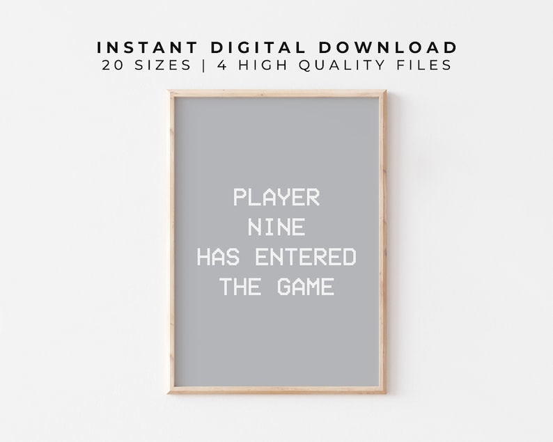Player 9 Has Entered the Game Digital Printable Pregnancy Announcement Baby Reveal for Gamers and Video Game Lovers to Announce Baby 9