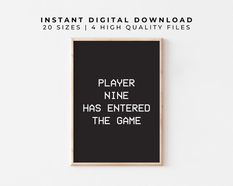 Player 9 Has Entered the Game Digital Printable Pregnancy Announcement Baby Reveal for Gamers and Video Game Lovers to Announce Baby 9