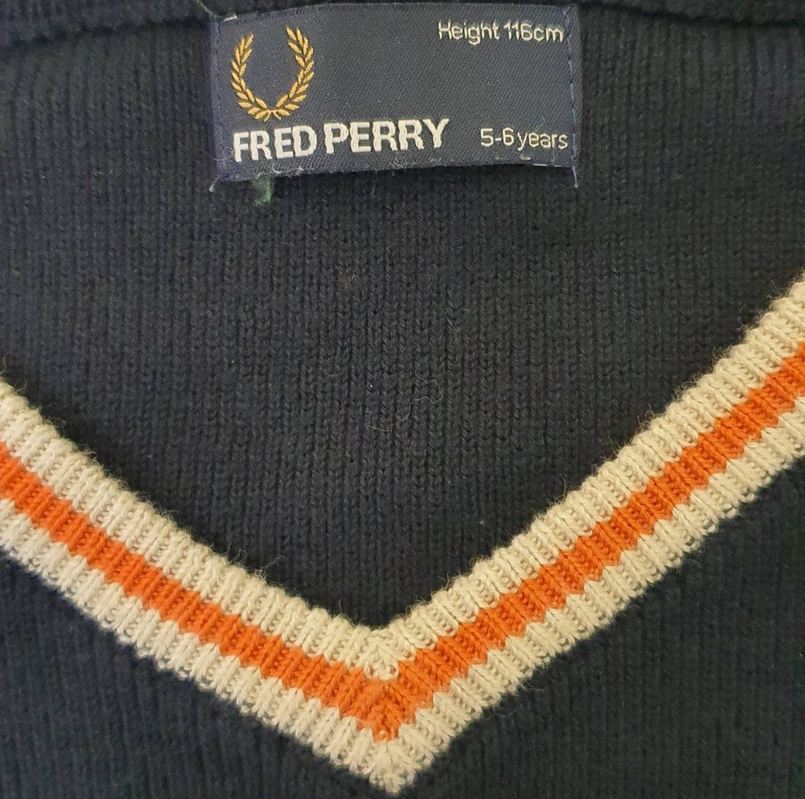 Kids fred perry tipped v neck sweater age 5-6 | Etsy