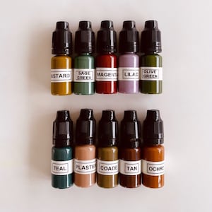 10 ml de pigments pour résine Jesmonite/Hydroflow/A1/Aqua/Pigment éco-résine | Flacon compte-gouttes pratique | Mélange à la main | Nuances emblématiques