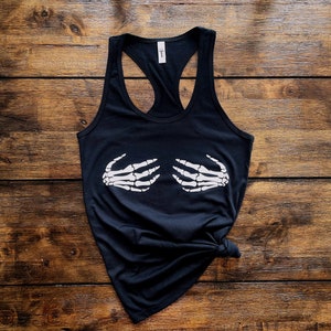 Ladies skeleton hands tank top