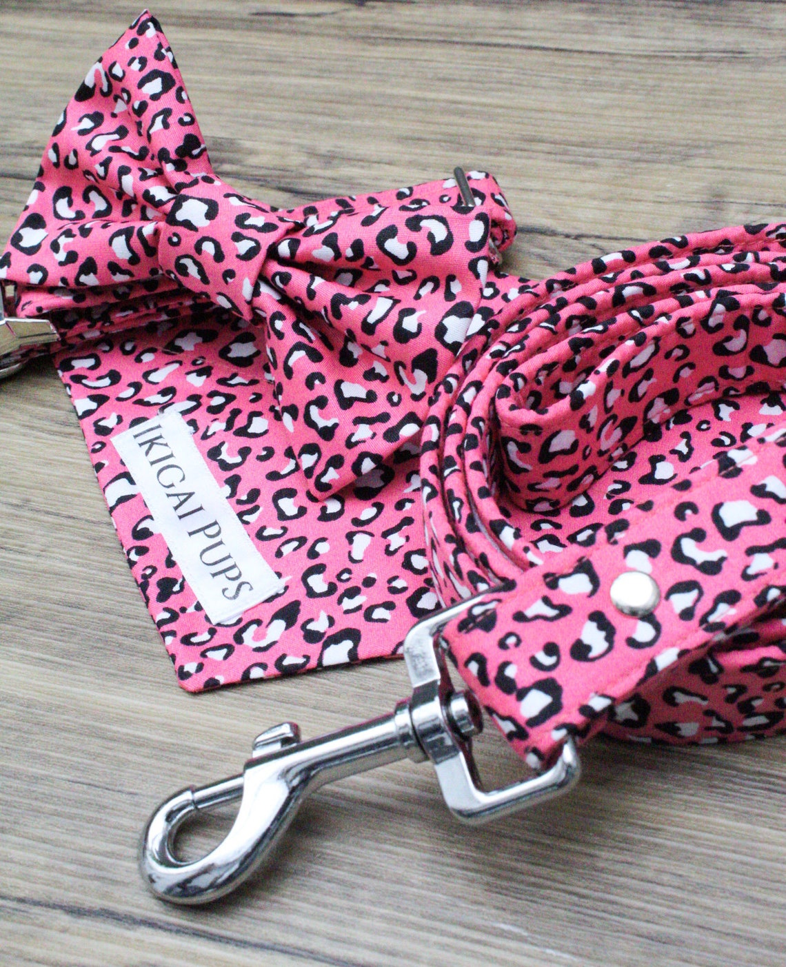 Pink Leopard Print Dog Collar Adjustable W/ Silver Buckle Etsy UK