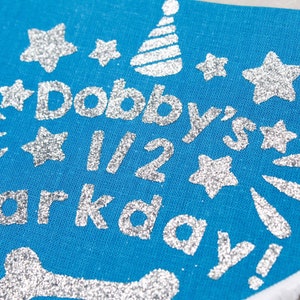 Personalised 1/2 Barkday Dog Bandana, Half Barkday Bandana, 6 Months Birthday Dog Bandana, Dog Half Birthday Bandana, Over the Collar