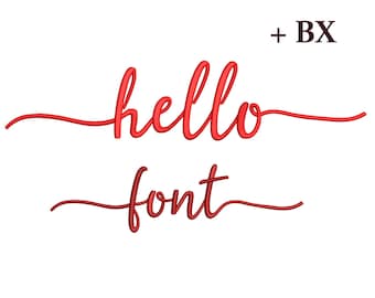 Borduurlettertype, machinaal borduurontwerp Hallo, BX-lettertype 5 maten