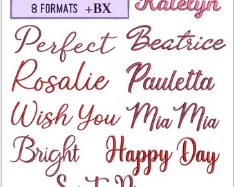 10 Script embroidery font bundle , Machine embroidery design , BX cursive font bundle