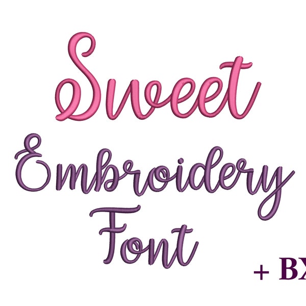 Embroidery font , Machine embroidery design Sweet , BX font 5 sizes