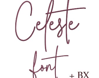 Boho cursive embroidery font Celeste | BX script font for names
