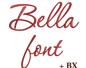 Modern cursive embroidery font Bella | BX wedding monogram font, 5 sizes