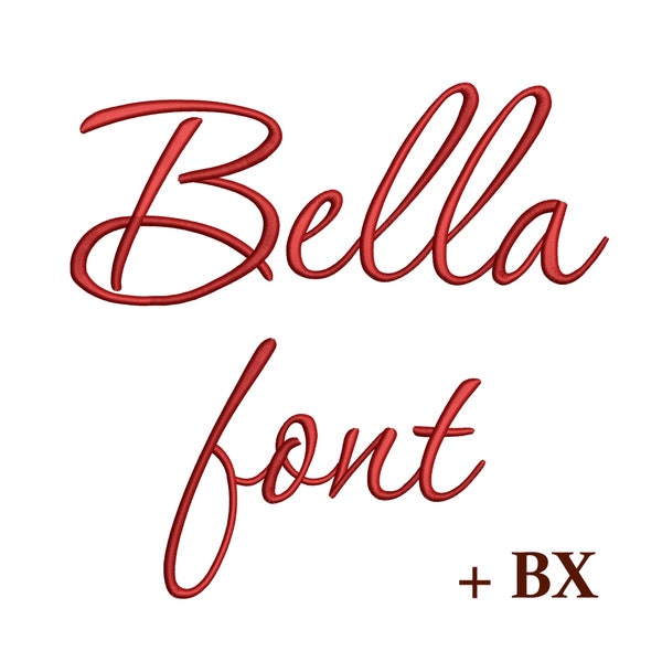 Script embroidery font Bella , Machine embroidery design , BX cursive modern embroidery font 5 sizes