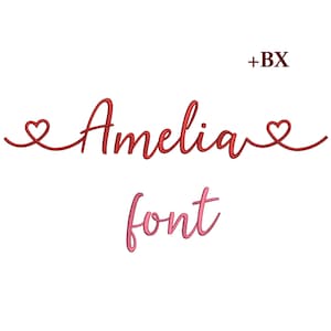 Stickschrift , Maschinenstickerei Stickdatei Amelia , Bx font 5 Größen