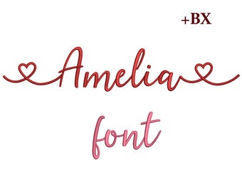 Borduurlettertype, machinaal borduurontwerp Amelia, BX-lettertype 5 maten