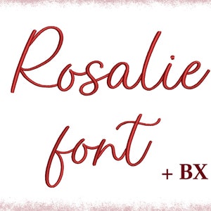 Police de broderie script BX Rosalie, motifs de broderie machine, police de broderie universitaire cursive 5 tailles