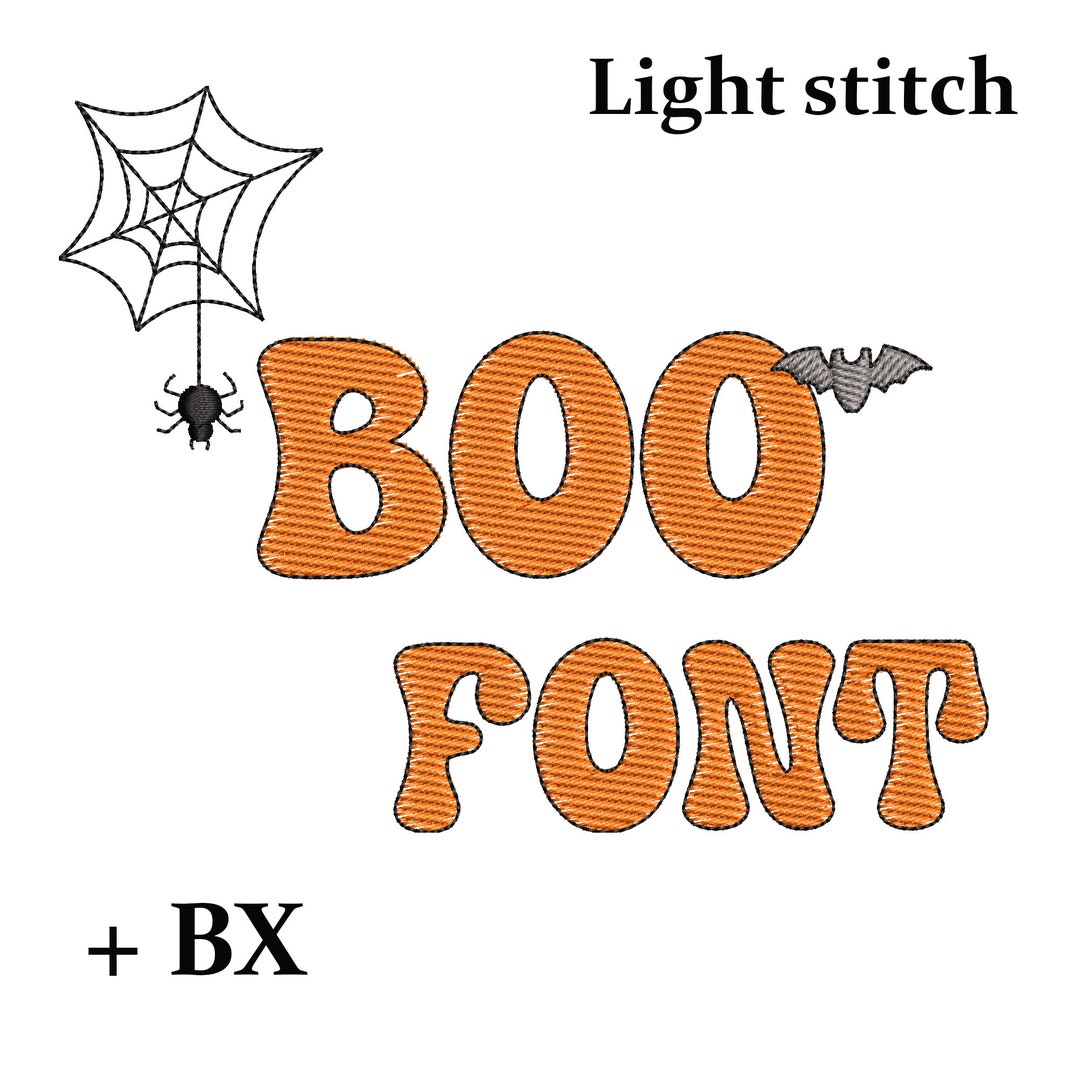 Retro Sketch Halloween Embroidery Font Boo , Machine Embroidery Design