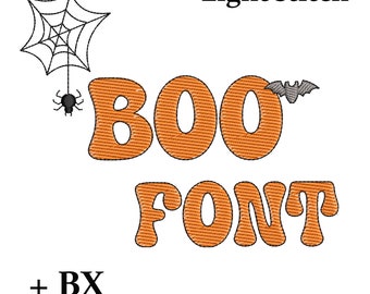 Retro Sketch Halloween embroidery font Boo , Machine embroidery design , BX light stitch trendy spider embroidery font